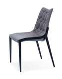 [Dining Chair] Gun color frame +  saddle leather & PU，Apartment Kitchen Upgrade Compact Dining Chair
