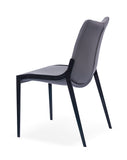 [Dining Chair] Gun color frame +  saddle leather & PU，Apartment Kitchen Upgrade Compact Dining Chair