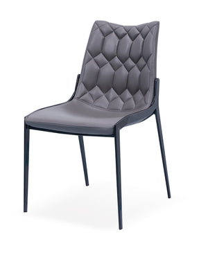 [Dining Chair] Gun color frame +  saddle leather & PU，Apartment Kitchen Upgrade Compact Dining Chair