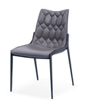 [Dining Chair] Gun color frame +  saddle leather & PU，Apartment Kitchen Upgrade Compact Dining Chair