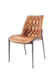 [Dining Chair] Gun color frame +  saddle leather & PU，Apartment Kitchen Upgrade Compact Dining Chair