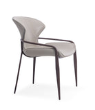 [Dining Chair] Wood vaneer frame +  PU，Mid Century Chairs with Curved Backrest for Vanity