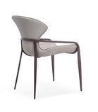 [Dining Chair] Wood vaneer frame +  PU，Mid Century Chairs with Curved Backrest for Vanity