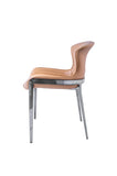 [Dining Chair] Rose gold frame +  saddle leather & PU，Comfortable U seating space for dining area