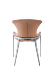 [Dining Chair] Rose gold frame +  saddle leather & PU，Comfortable U seating space for dining area