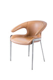 [Dining Chair] Black nickel frame +  saddle leather & PU，High End Hotel Restaurant Table set dining cahir
