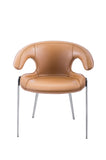 [Dining Chair] Black nickel frame +  saddle leather & PU，High End Hotel Restaurant Table set dining cahir