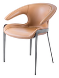 [Dining Chair] Black nickel frame +  saddle leather & PU，High End Hotel Restaurant Table set dining cahir