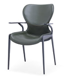 [Dining Chair] Gun color frame +  saddle leather & PU，Ergonomic Design with Back Support Dining Chair