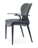 [Dining Chair] Gun color frame +  saddle leather & PU，Ergonomic Design with Back Support Dining Chair