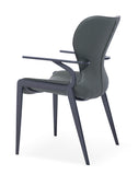 [Dining Chair] Gun color frame +  saddle leather & PU，Ergonomic Design with Back Support Dining Chair