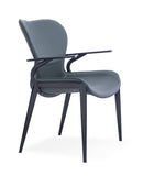 [Dining Chair] Gun color frame +  saddle leather & PU，Ergonomic Design with Back Support Dining Chair