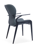 [Dining Chair] Gun color frame +  saddle leather & PU，Ergonomic Design with Back Support Dining Chair