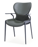 [Dining Chair] Gun color frame +  saddle leather & PU，Ergonomic Design with Back Support Dining Chair