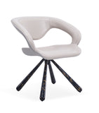 [Lounge chair]  Gun color frame + saddle leather & PU，Ergonomic Backrest Simple Rotating Lounge Chair