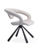 [Lounge chair]  Gun color frame + saddle leather & PU，Ergonomic Backrest Simple Rotating Lounge Chair