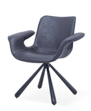 [Lounge chair]  Gun color frame +  PU，High-Back leather lounge chairs for Living Room & Bedroom Comfort