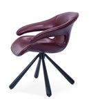 [Lounge chair]  Gun color frame +  saddle leather & PU，Computer leisure chair with lumbar support and armrests