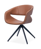 [Lounge chair]  Gun color frame +  saddle leather & PU，Bedroom Vanity Lounge Chair - Cozy Seating for Leisure Nooks