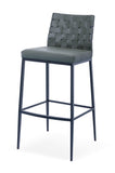 [Barstool] Black matt frame + saddle leather & PU ,Adjustable Leather Cushion Swivel Workstation Bar Chair