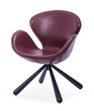 [Lounge chair]  Gun color frame +  saddle leather & PU，Ergonomic Scratch-Resistant Swivel lounge Chair