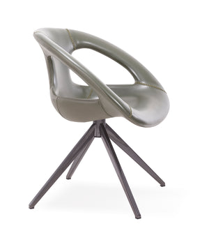 [Lounge chair]  Gun color frame +  saddle leather & PU，Contemporary Style Green Versatile relax chair
