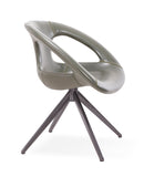 [Lounge chair]  Gun color frame +  saddle leather & PU，Contemporary Style Green Versatile relax chair