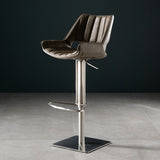 [Hydraulic Barstool]  201# Burshed stainlee frame + PU , Adjustable height of rotating bar stools