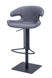 [Hydraulic Barstool]  Black matt frame + saddle leather & PU , Swivel Breakfast Bar Chair with Back Support