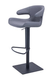 [Hydraulic Barstool]  Black matt frame + saddle leather & PU , Swivel Breakfast Bar Chair with Back Support