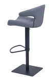 [Hydraulic Barstool]  Black matt frame + saddle leather & PU , Swivel Breakfast Bar Chair with Back Support