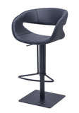 [Hydraulic Barstool]  Black matt frame + saddle leather & PU , Home Bar & Restaurant Use Industrial Metal Barstool