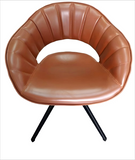 [Lounge chair]  Gun color frame +  saddle leather & PU，Commercial Grade Lounge Chair - Ideal for Public Spaces & Lobbies