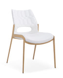 [Dining Chair] Black nickel frame +  PU，Minimalist soft cream hues dining chair