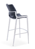 [Barstool] Chrome frame +  PU , Industrial-style shiny metal barstool for home island counters