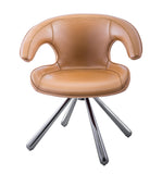 [Lounge chair] Black nickel frame + + saddle leather & PU，Contemporary High Load-Bearing Swivel Barstool