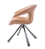 [Lounge chair] Black nickel frame + + saddle leather & PU，Contemporary High Load-Bearing Swivel Barstool