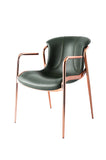 [Dining Chair] Rose gold frame +  saddle leather & PU，Luxury hotel style dining chair with armrests