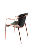 [Dining Chair] Rose gold frame +  saddle leather & PU，Luxury hotel style dining chair with armrests