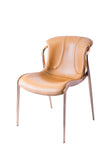 [Dining Chair] Gun color frame +  saddle leather & PU，Apartment-Friendly seat Stylish Cloth Dining Chair