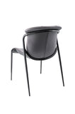 [Dining Chair] Gun color frame +  saddle leather & PU，Apartment-Friendly seat Stylish Cloth Dining Chair