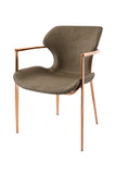 [Dining Chair] Gun color frame +  saddle leather & PU，Hand-Stitched Smooth-Finish Leather dining chair