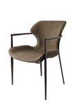 [Dining Chair] Gun color frame +  saddle leather & PU，Hand-Stitched Smooth-Finish Leather dining chair