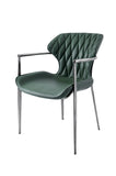 [Dining Chair] Gun color frame +  saddle leather & PU，Hand-Stitched Smooth-Finish Leather dining chair