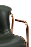 [Dining Chair] Rose gold frame +  saddle leather & PU，Luxury hotel style dining chair with armrests