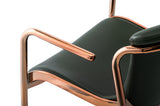 [Dining Chair] Rose gold frame +  saddle leather & PU，Luxury hotel style dining chair with armrests