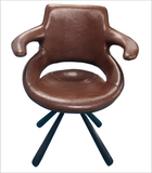 [Lounge chair]  Gun color frame +  saddle leather & PU，Silent Swivel High Load-Bearing Eco Lounge Chair