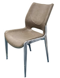 [Dining Chair] Black nickel frame +  PU，Minimalist soft cream hues dining chair