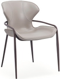 [Dining Chair] Wood vaneer frame +  PU，Mid Century Chairs with Curved Backrest for Vanity