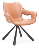 [Lounge chair] Gun color frame + saddle leather & PU，Comfortable accent orange-brown lounge chairs for living room